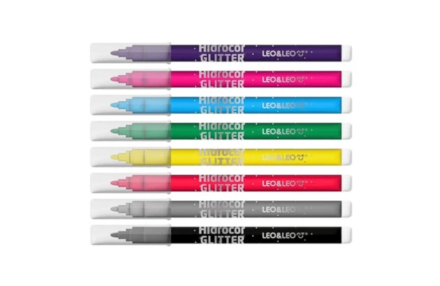 HIDROCOR 8 CORES COM GLITTER PONTA REDONDA LEO&LEO