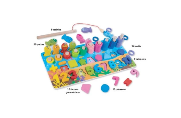 JOGO TABULEIRO EDUCATIVO SOMAR E BRINCAR EM MADEIRA +3ANOS - EDUCA PLAY | LINHA INCLUSIVA