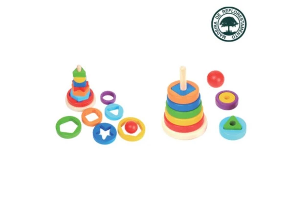 BRINQUEDO EDUCATIVO TORRE MULTI ENCAIXE  EM MADEIRA +3ANOS - EDUCA PLAY | LINHA INCLUSIVA