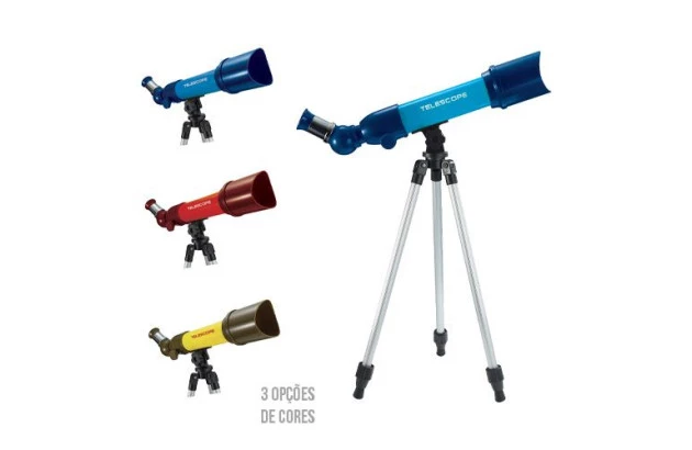 BRINQUEDO TELESCÓPIO 43CM 3 OPÇÃO DE ZOOM  ACOMPANHA TRIPÉ 60CM  +5 ANOS | POLILAB