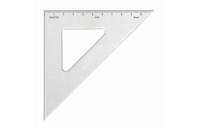 ESQUADRO ACRÍLICO 45° 45° 90° 16CM COM ESCALA MODELO 1516 - TRIDENT