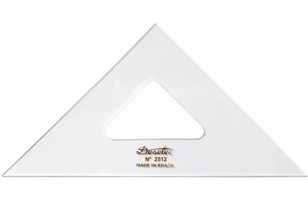 ESQUADRO ACRÍLICO 45° 45° 90° 12CM SEM ESCALA MODELO 2512 - TRIDENT