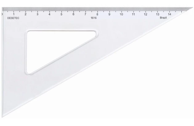 ESQUADRO ACRÍLICO 30° 60° 90° 16CM COM ESCALA MODELO 1616 - TRIDENT