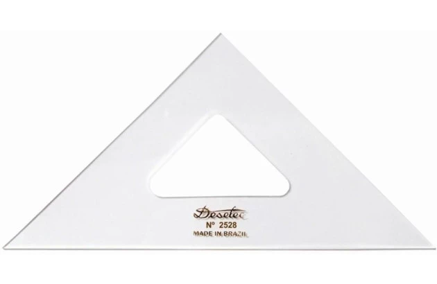 ESQUADRO ACRÍLICO 45° 45° 90° 28CM SEM ESCALA MODELO 2528 - TRIDENT