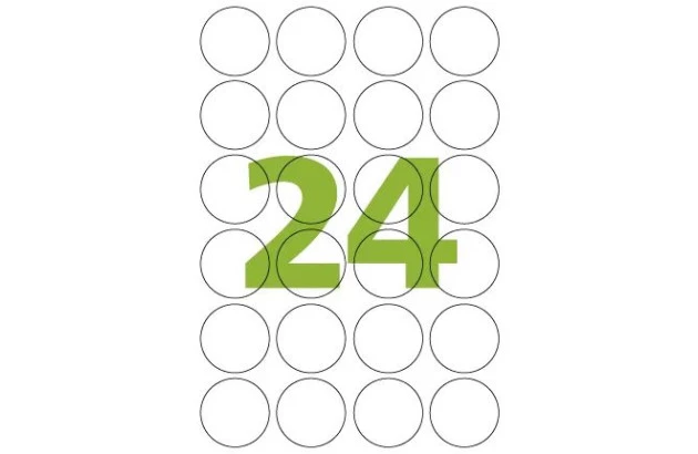 ETIQUETA ADESIVA CARTA 24 42,33MM 25F BRANCA REDONDA IMPRESSORA INJET OU LASER | COLACRIL CC293