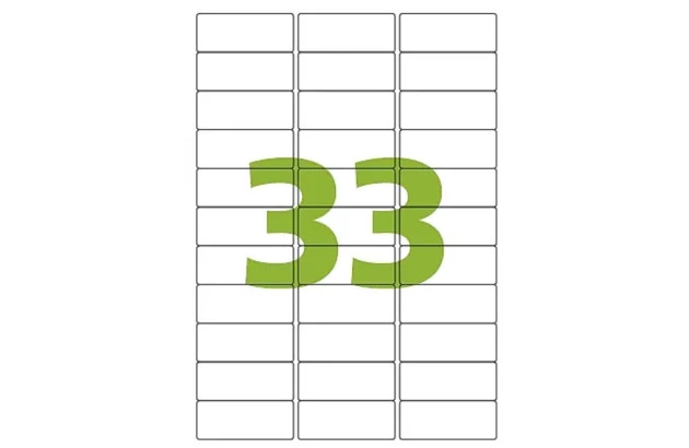 ETIQUETA ADESIVA A4 33 25,4X63,5 MM 100 FOLHAS BRANCA - IMPRESSORA INJET OU LASER  | COLACRIL CA4356