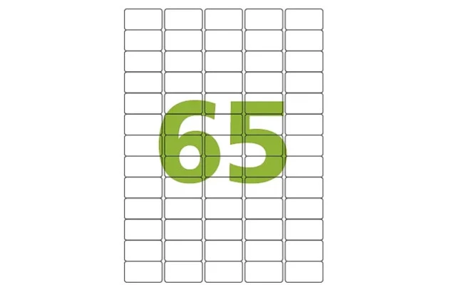 ETIQUETA ADESIVA A4 65 38,1X21,2 MM 100 FOLHAS BRANCA - IMPRESSORA INJET OU LASER  | COLACRIL CA4351