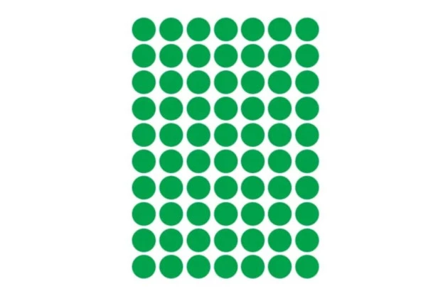 ETIQUETA ADESIVA MULTIUSO REDONDA N° 13MM VERDE - 6 FOLHAS 420 ETIQUETAS | COLACRIL 6021VD