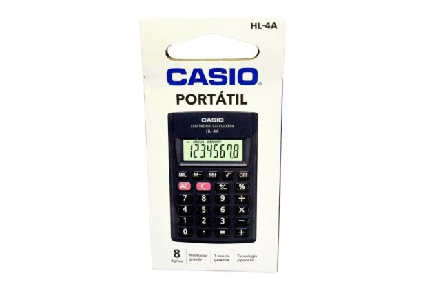 CALCULADORA DE BOLSO CASIO 8 DÍGITOS HL-A4 PRETA