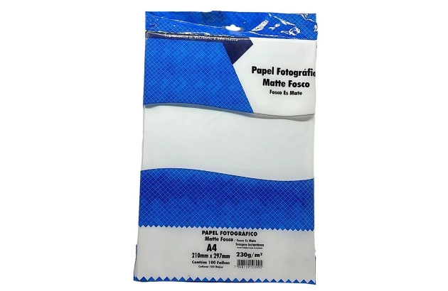 PAPEL FOTOGRÁFICO MATTE FOSCO 230G/M² A4 100 FOLHAS BRANCO  - IMPRESSÃO JATO DE TINTA | MASTERPRINT