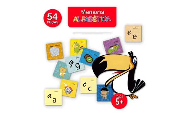 JOGO DE MEMÓRIA ALFABETICA 54 PEÇAS ACIMA DE 5 ANOS PAIS & FILHOS REF 2814