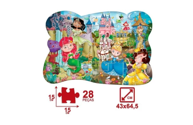 QUEBRA CABEÇA 28 PEÇAS GIGANTE PRINCESAS MDF | + 4 ANOS | PAIS E FILHOS REF 991
