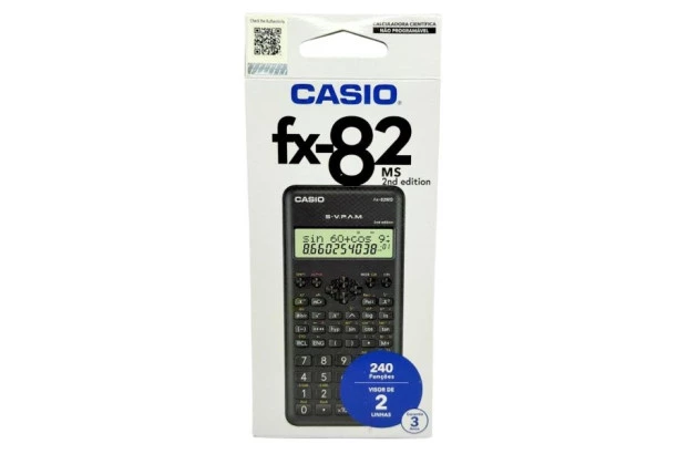 CALCULADORA CIENTÍFICA CASIO 240 FUNÇÕES VISOR DE 2 LINHAS - 3 ANOS DE GARANTIA | MODELO FX-82MS