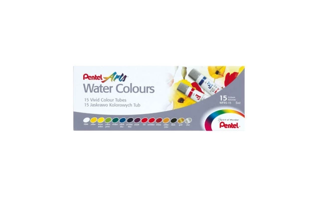 ESTOJO AQUARELA WATER COLOURS 15 CORES 5ML WFRS-15 PENTEL
