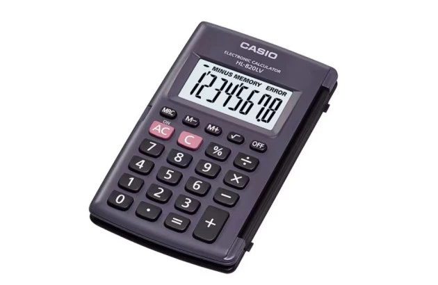 CALCULADORA DE BOLSO 8 DÍGITOS CASIO HL-820LV-BK PRETA | COM TAMPA PLÁSTICA DE FLIP