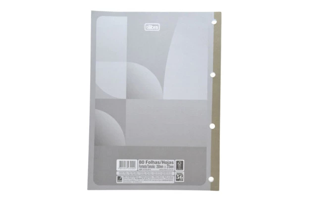 REFIL FOLHA PARA FICHARIO UNIVERSITÁRIO PAUTADO 4 FUROS 80 FOLHAS 56G/M² 200X275 TILIBRA