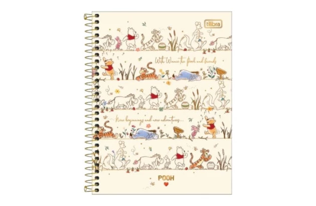 CADERNETA ESPIRAL CAPA DURA 80 FOLHAS POOH 110X154MM UNIDADE | TILIBRA