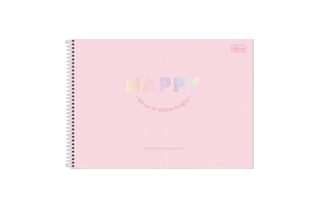 CADERNO DE DESENHO CAPA DURA 80 FOLHAS HAPPY SORTIDO 200X275MM - UNIDADE | TILIBRA