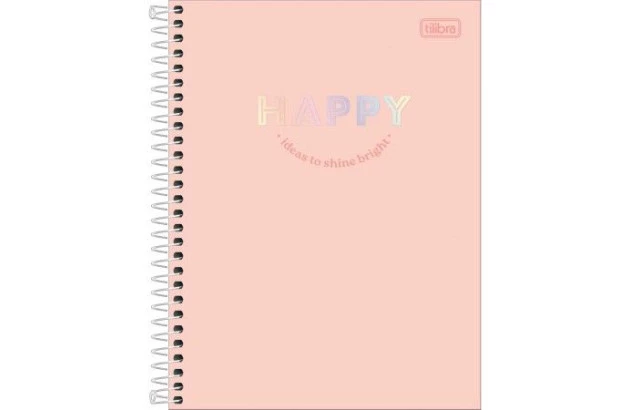 CADERNO COLEGIAL CAPA DURA 10 MATÉRIA 160 FOLHAS 177X240 HAPPY SORTIDO TILIBRA