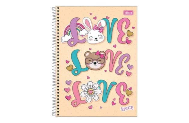 CADERNO COLEGIAL CAPA DURA 10 MATÉRIA 160 FOLHAS 177X240 SPICE FEMININO SORTIDO TILIBRA