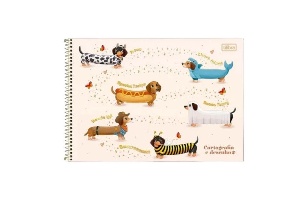 CADERNO DE DESENHO CAPA DURA 80 FOLHAS BROWNIE DOG 200X275MM - UNIDADE | TILIBRA