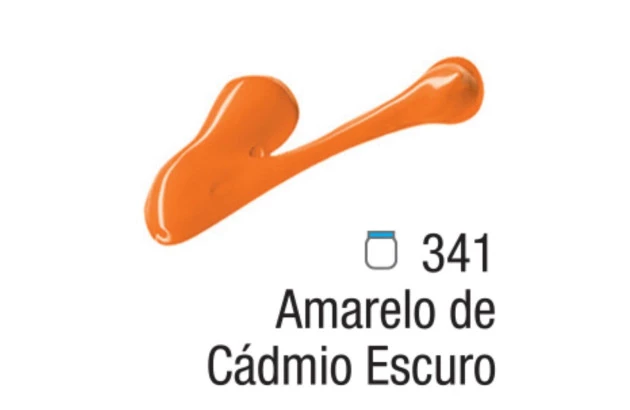 TINTA ACRÍLICA PARA TELA ACRYLIC COLORS 20ML AMARELO DE CÁDMIO ESCURO 341 - UNIDADE | ACRILEX 13123
