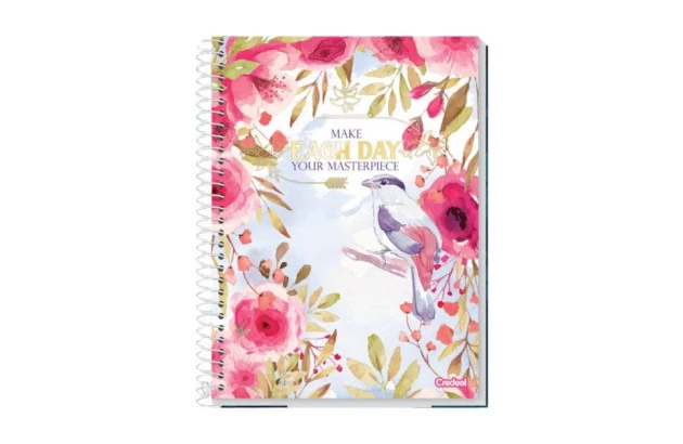 CADERNO CAPA DURA COLEGIAL 10 MATERIAS 160 FOLHAS PETALAS CREDEAL