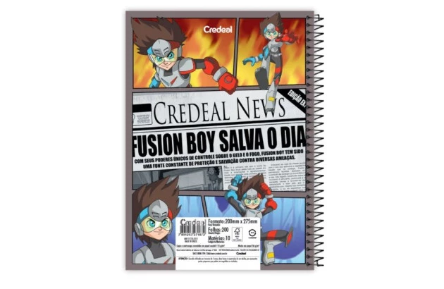 CADERNO CAPA DURA FUSION BOY 1 MATERIA CREDEAL