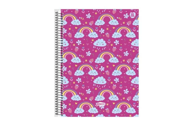 CADERNO CAPA DURA 10 MATERIAS 160 FOLHAS BOM D+ FEMININO ANIMATIVA