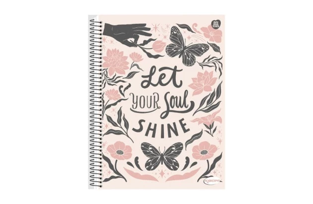 CADERNO CAPA DURA 15 MATERIAS 300 FOLHAS KBOM FEMININO ANIMATIVA