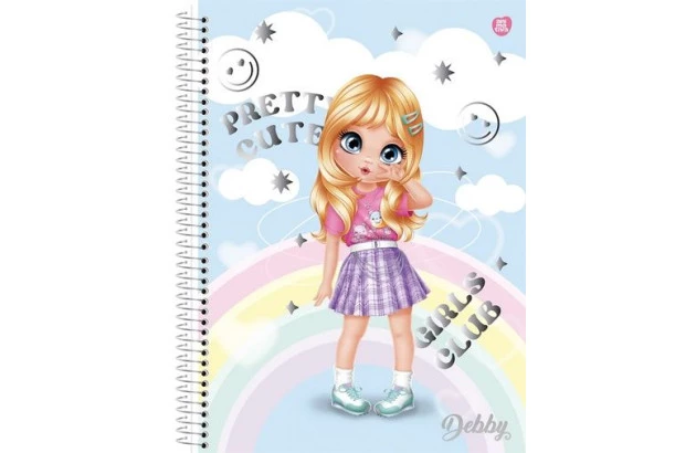 CADERNO CAPA DURA 1 MATERIA DEBBY 80 FOLHAS ANIMATIVA