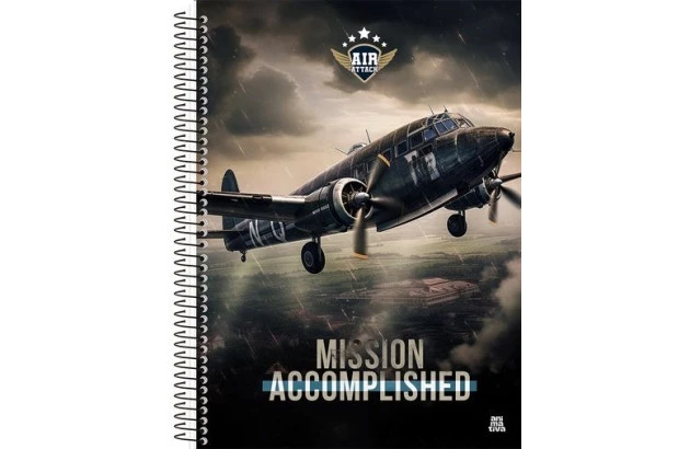 CADERNO CAPA DURA 15 MATERIAS 240 FOLHAS AIR ATTACK ANIMATIVA