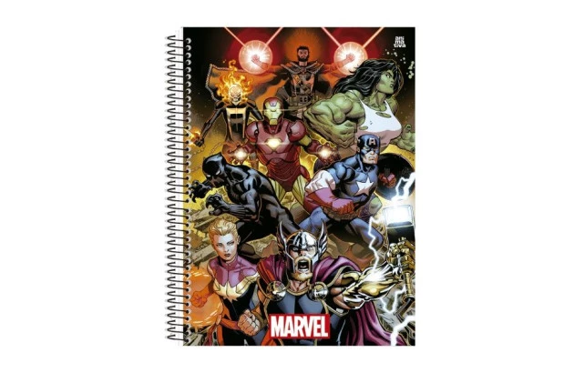 CADERNO CAPA DURA 10 MATERIAS 160 FOLHAS MARVEL ANIMATIVA