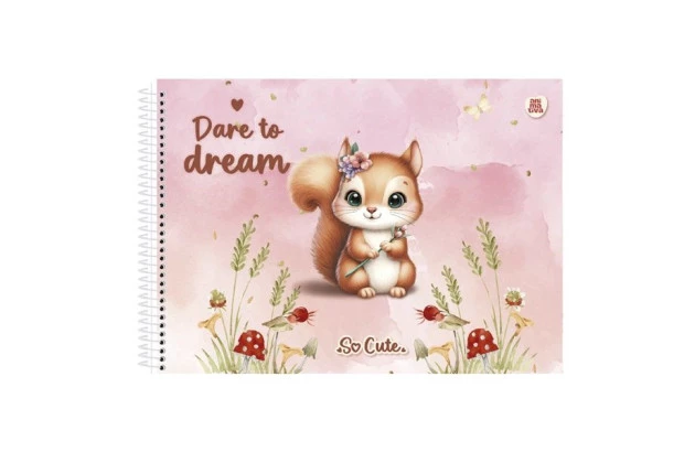 CADERNO DE DESENHO CAPA DURA 60 FOLHAS SO CUTE ANIMATIVA