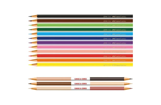 LAPIS DE COR 12 + 6 TONS DE PELE  ECOLAPIS CARAS E CORES FABER CASTELL