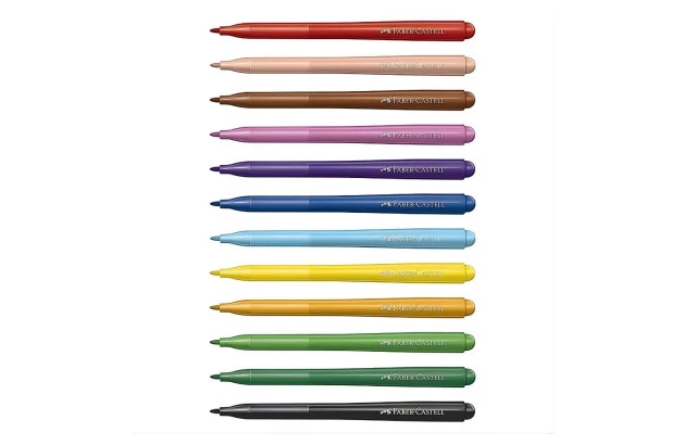 CANETINHA 12 CORES HIDROCOR VAI E VEM LAVÁVEL FABER CASTELL