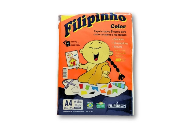 BLOCO DE PAPEL CRIATIVO COLOR A4 8 CORES 85G  45 FOLHAS - FILIPERSON 1661