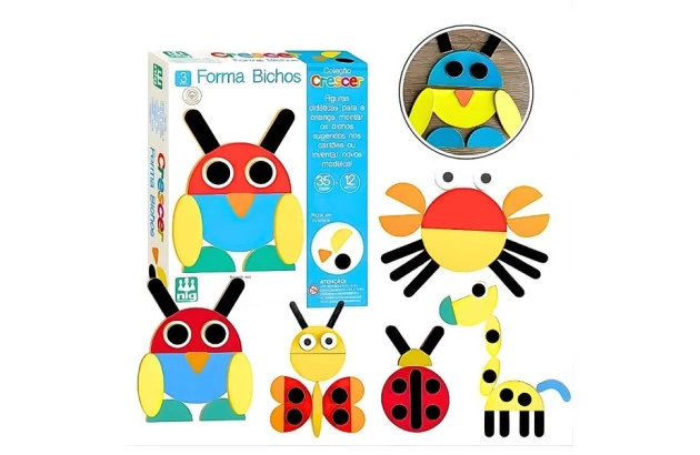 BRINQUEDO EDUCATIVO COLECAO CRESCER FORMA BICHOS + 3 ANOS | NIG BRINQUEDOS