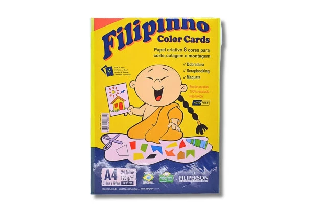 BLOCO DE PAPEL CRIATIVO COLOR CARDS A4 8 CORES 120G 24 FOLHAS - FILIPERSON 1775