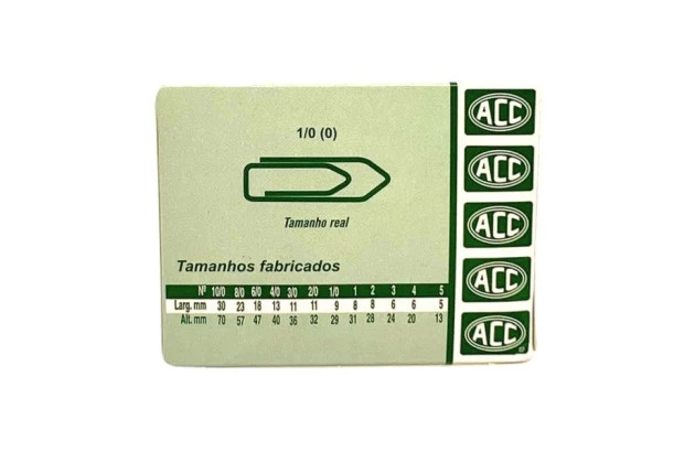 CLIPES 1/0 (0) AÇO GALVANIZADOS PARA PAPEL - CAIXA COM 100 UNIDADES  | ACC