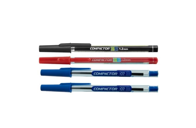 CANETA ESFEROGRAFICA 1.2 COMPACTOR 07B BLISTER COM 4 UNIDADES 2AZ/VM/PT