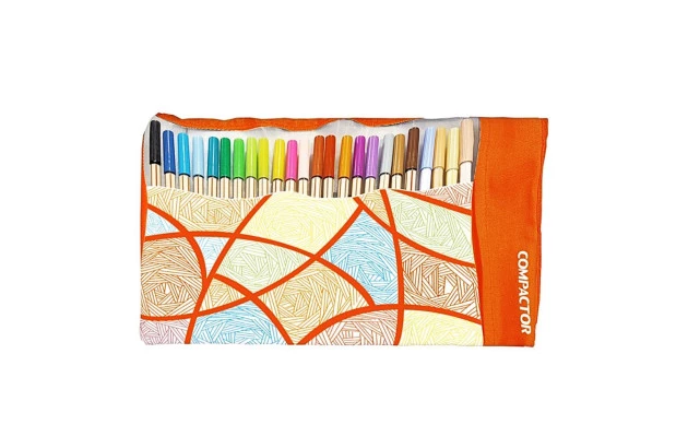 ESTOJO DE CANETAS MICROLINE 24 UNIDADES ROLLERSET TECIDO CORAL - COMPACTOR