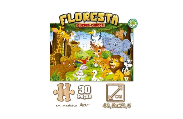 QUEBRA CABEÇA 30 PEÇAS FLORESTA EM MDF | + 4 ANOS | PAIS & FILHOS REF 7690