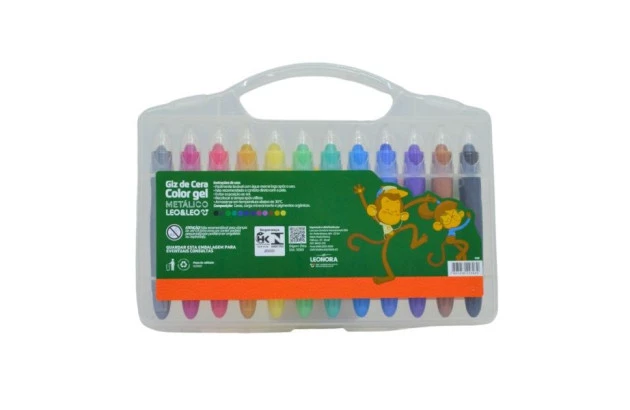 GIZ CERA 12 CORES COLOR GEL METALICO LEONORA