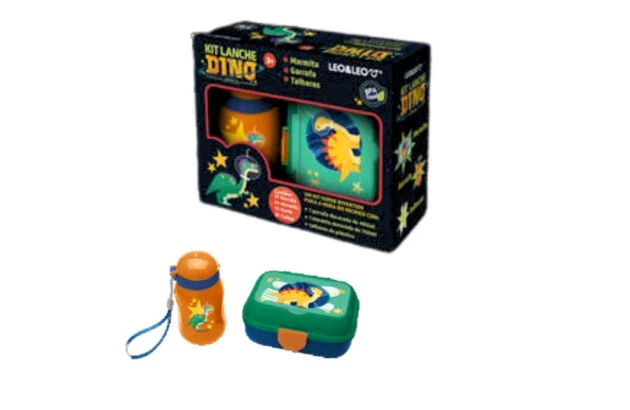 KIT LANCHE DINO SPACE MARMITA 700ML | GARRAFA 460ML | TALHERES LEO&LEO 97831