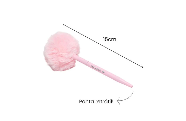 CANETA ESFEROGRÁFICA 1.0 POMPOM ROSA PINK VIBES - TINTA PRETA - LEOARTE 97913