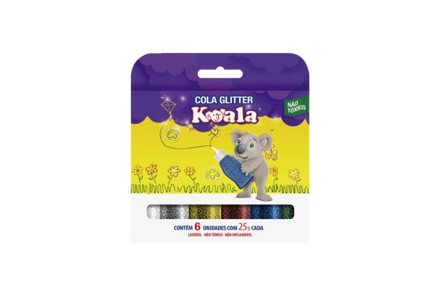 COLA GLITTER 6 CORES 25G 0058 KOALA DELTA