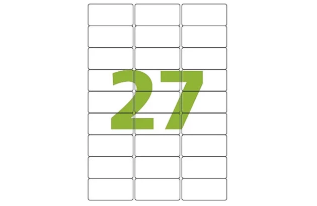 ETIQUETA ADESIVA A4 27 31X63,5 MM 100 FOLHAS BRANCA - IMPRESSORA INJET OU LASER  | COLACRIL CA4355