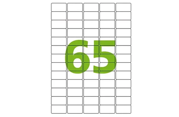 ETIQUETA ADESIVA A4 65 38,1X21,2 MM 25 FOLHAS BRANCA - IMPRESSORA INJET OU LASER  | COLACRIL CA4251