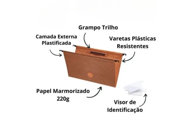 PASTA SUSPENSA MAMORIZADA KRAFT PAPEL CARTÃO 160G/M² COM GRAMPO PLÁSTICO - UNIDADE | FRAMA